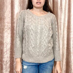 Ann Taylor LOFT Light Brown Sweater with Silver Threading